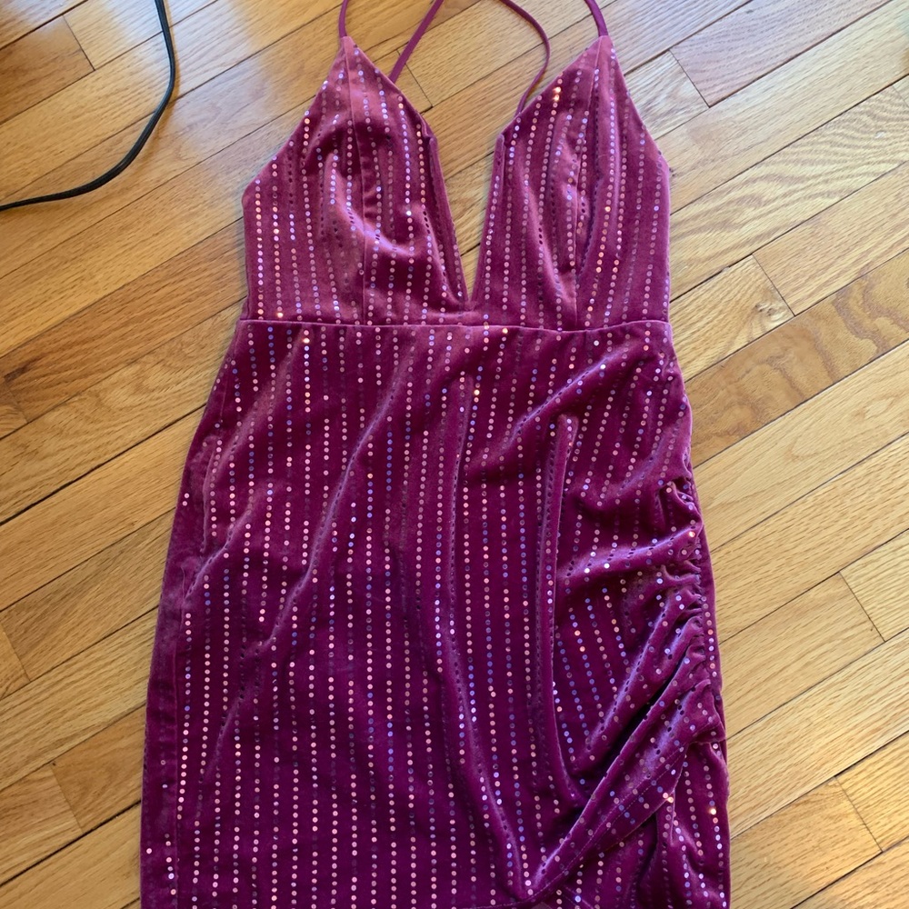 sparkly dark pink tight cloud dress